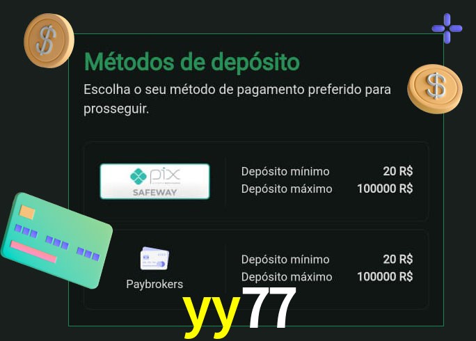 O cassino yy77 oferece uma grande variedade de métodos de pagamento